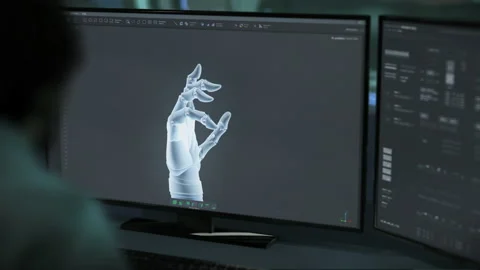 High-tech machinery fabrication assembling the parts of the robotic arm Stock Footage 237604859