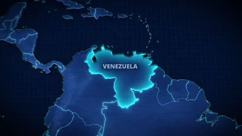 High Tech Map Of South America Highlighting Venezuela For Widescreen News Stock Footage 339028949