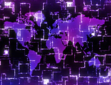 High tech map world map background image on high tech display Copyright: x... Stock Photos