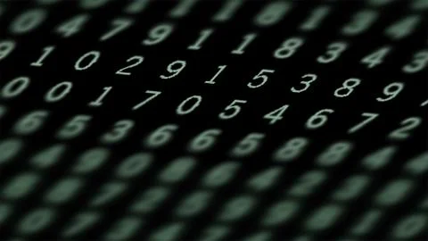High-tech mathematics scan search with screen full of green numbers on black. 库存插图
