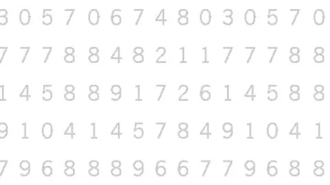High-tech mathematics scan search with screen full of gray numbers on white. Illustrazione stock