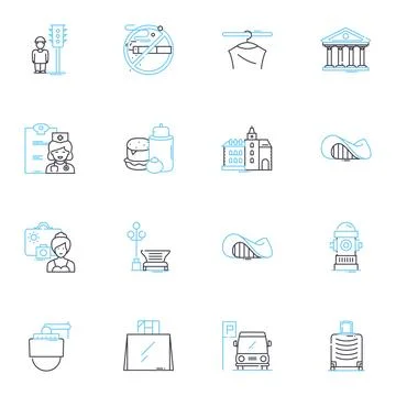High-tech metropolis linear icons set. Innovation, Technology, Future, Cutting Stock Illustration