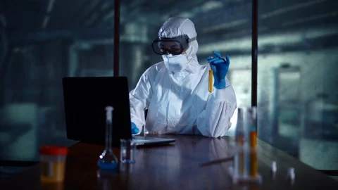 High Tech Modern Laboratory with Scientist Conducting experiments, Working on Stock Footage 95328588