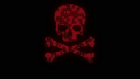 High tech motion graphic, with animated binary code theme, with red high Stock Footage 155965200