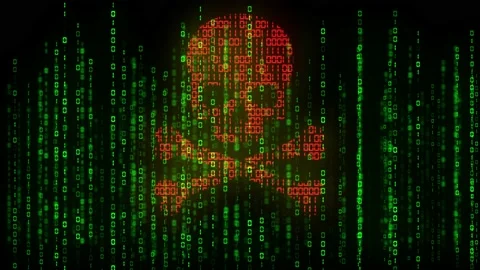 High tech motion graphic, with animated binary code theme, with red high Stock Footage 155966011