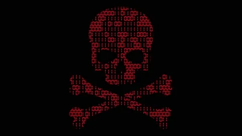High tech motion graphic, with animated binary code theme, with red high Stock Footage 155966305