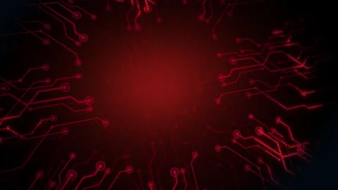 High tech neon circuit board. Glowing red circuit animation. tech bg loop Stock Footage 317457609
