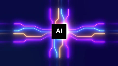 High tech neon lines futuristic circuit board animation Stock Footage 320558672