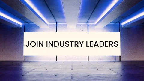 High-tech neon room with flickering screen text “Join Industry Leaders” Stock Footage 312544080