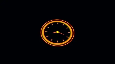 High tech orange glowing clock face with hands on black screen in hd modern.. Stock Footage 321451474