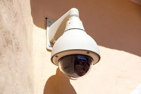 High tech overhead security camera at a government owned building. Stock Photos