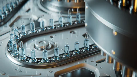 High-Tech Pharmaceutical Manufacturing Line in Operation Stock Footage 307246682