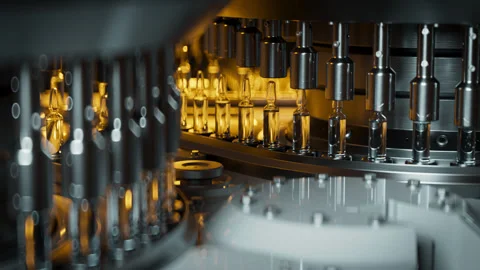 High-Tech Pharmaceutical Manufacturing Line in Operation Stock Footage 307246804