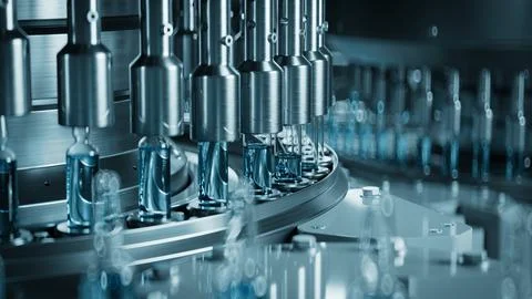High-Tech Pharmaceutical Manufacturing Line in Operation Stock Illustration