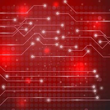 High Tech Printed Circuit Board Modern Computer Technology Red Background.... Stock Photos