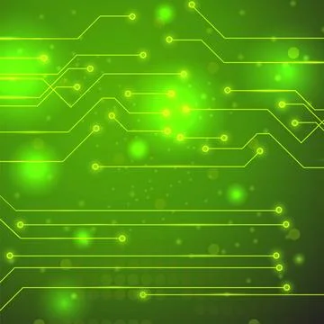 High Tech Printed Circuit Board Modern Computer Technology Green Backgroun... Stock Photos