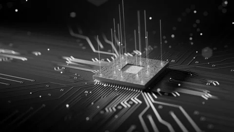 High-tech processor on digital circuit board animation 库存影片 336447028