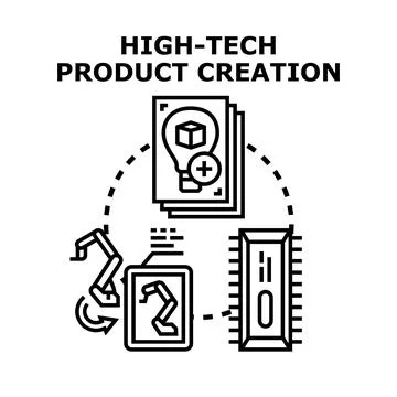 High tech product creation process vector conceptual illustration Ilustração Stock