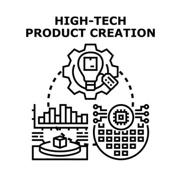 High tech product creation process developing innovations 库存插图