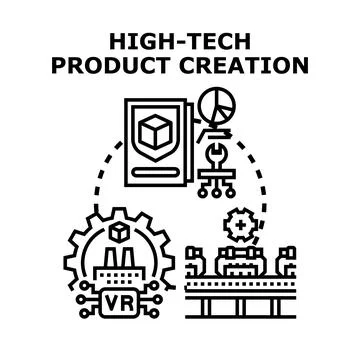 High tech product creation process manufacturing strategy Stockillustratie