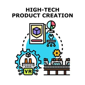 High tech product creation process manufacturing strategy Stock Illustration