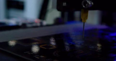 High-tech production.A modern industrial robot for electronics manufacturing Stock Footage 332856927