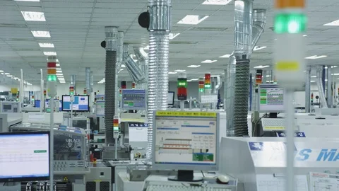 High Tech Production Plant - Computerized Chip Manufacturing Video stock 89583081