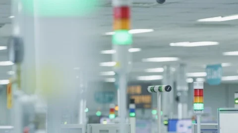 High Tech Production Plant - Computerized Chip Manufacturing Facility Stock Footage 89583973