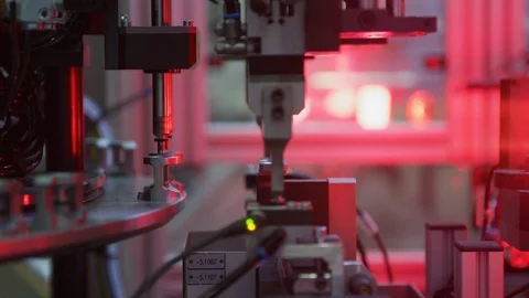 High Tech Production Plant - Computerized Chip Manufacturing Stock Footage 98653688