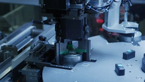 High Tech Production Plant - Computerized Robotic Manufacturing Stock Footage 98658384