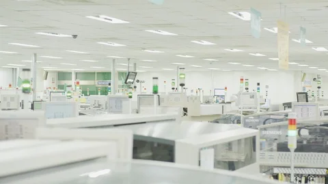 High Tech Production Plant - Computerized Chip Manufacturing Video stock 104233395