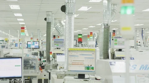 High Tech Production Plant - Computerized Chip Manufacturing Video stock 104233531
