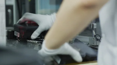 High Tech Production Plant - Computerized Chip Manufacturing Video stock 104234065