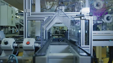High Tech Production Plant - Computerized Manufacturing Stock Footage 167236701
