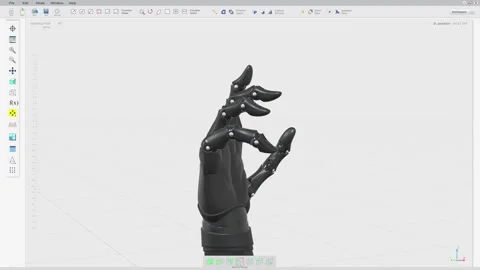 High Tech Project Model Created By Software UI Fabricating Robot Arm Parts Stock Footage 283097019