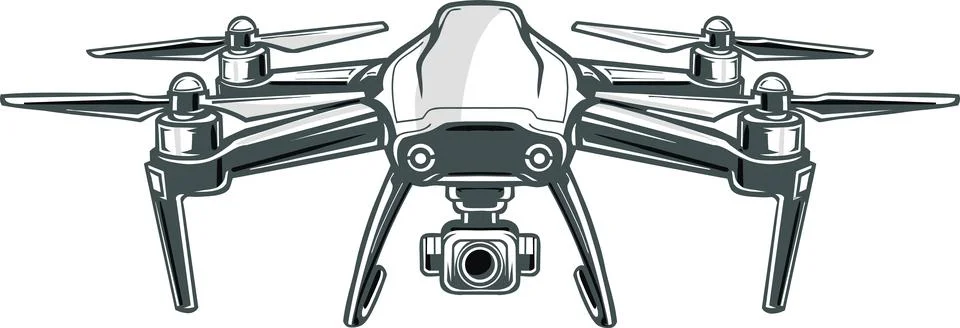 High Tech Quadcopter Drone with Integrated Camera System イラスト素材