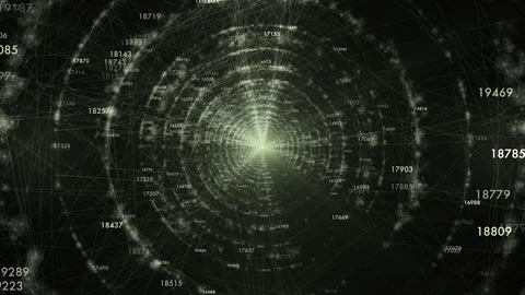 High-Tech Quantum Computing and Financial Data Stream Stock Footage 331664400