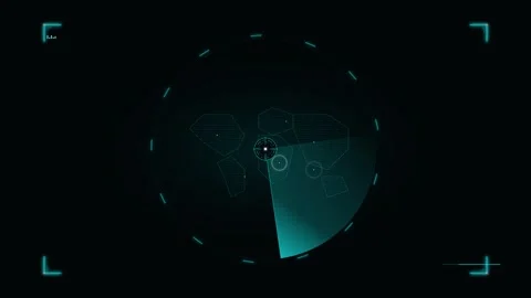High-tech radar interface with polygonal shapes and a dynamic scanning beam.. 動画素材 335826676