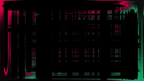 High Tech Red and Green Glitch Overlay on Dark Background Stock Footage 336946211