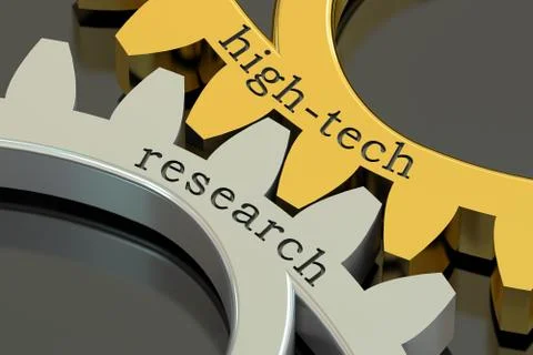 High-tech Research concept on the gearwheels, 3D rendering Stock Illustration