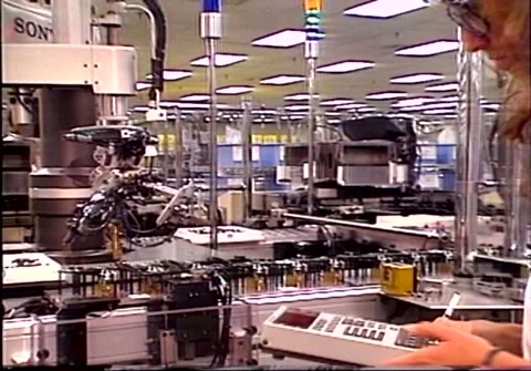 High-Tech Robotic Factory 1990s Video stock 165258950