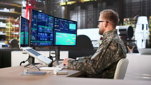 High-Tech Rocket Construction For Military Use Stock Footage 328708206