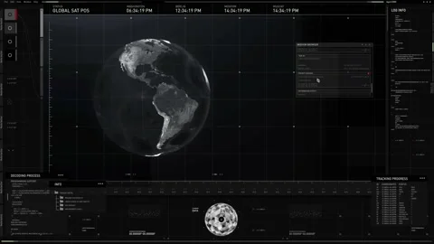 High Tech Satellite Broadcast Selection Process On Military Aerial Scanning Tech Stock Footage 179560853