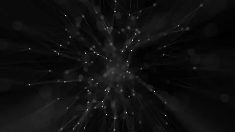 A high-tech screensaver of white particles flying against a black background Stock Footage 239002138