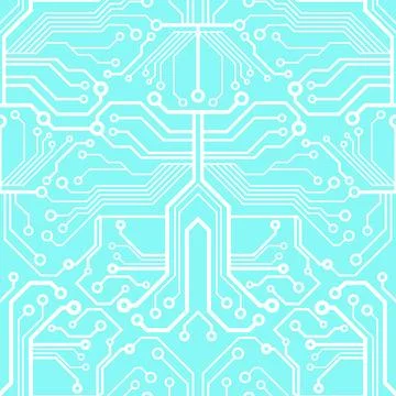 High tech seamless pattern, blue and white Stock Illustration