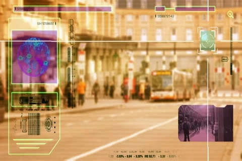 High Tech - Security Scan - Mall - people walking - Shopping Centre - Bus Sta Stock Footage 68920914