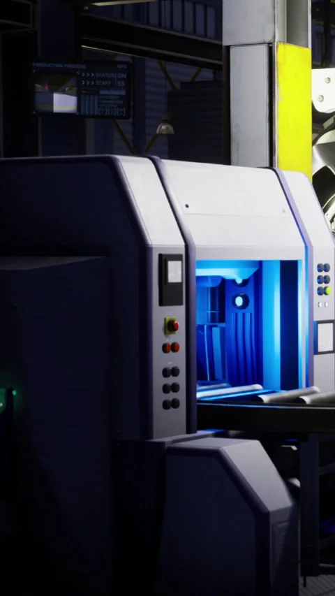 High tech security scanner illuminated in a busy airport environment Stock Footage 331694470