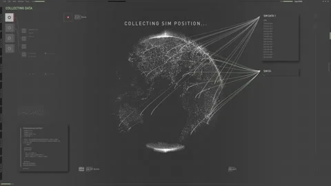 High Tech Security Surveillance Searching System Collects Sim Positions Data 스톡 동영상 205589484