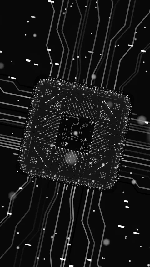 High-tech semiconductor chip on circuit board Stock Footage 344158304