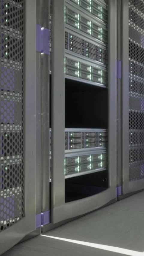High tech server racks powering data operations in a modern facility 库存影片 319118749